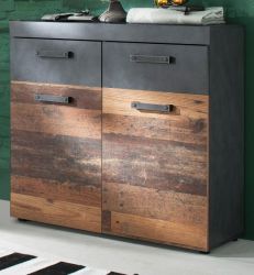 Schuhschrank Foundry in Used Wood Vintage mit Matera grau 90 x 89 cm
