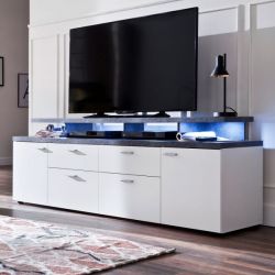 TV-Lowboard Mood in wei� und Stone Design grau Fernsehtisch 180 x 66 cm TV in Komforth�he