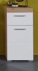 Badezimmer Unterschrank Adamo in wei� Hochglanz und Eiche Asteiche Badschrank 37 x 79 cm