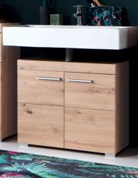 Badezimmer Waschbeckenunterschrank Adamo in Eiche / Asteiche Badschrank 60 x 56 cm
