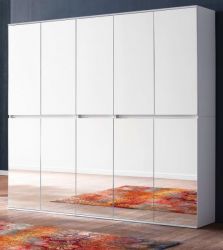 Garderobenschrank mit Spiegel Reflect in wei� mit Spiegelt�ren - XXL Schuhschrank 185 x 191 cm