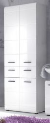 Badezimmer: Hochschrank Clarito Hochglanz wei� (60x182 cm)