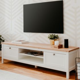 TV-Lowboard Vestland in wei� und Artisan Eiche Landhaus Fernsehtisch 160 x 45 cm TV-Unterteil