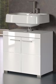 Badezimmer Waschbeckenunterschrank Adamo in wei� Hochglanz Badschrank 2-t�rig 60 x 56 cm