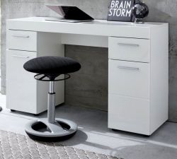 Schreibtisch Adamo in wei� Hochglanz - B�rotisch 120 x 76 cm