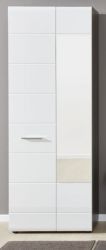 Garderobenschrank Matrix in wei� Hochglanz und Sardegna grau Rauchsilber Flurschrank 60 x 191 cm