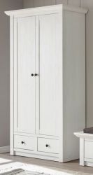 Garderobenschrank Hooge in Pinie wei� Landhaus Garderobe oder gro�er Schuhschrank 105 x 206 cm