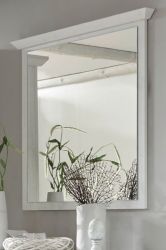 Garderobenspiegel Hooge in Pinie wei� Landhaus Wandspiegel 92 x 99 cm