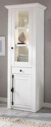 Vitrine Hooge in Pinie wei� Landhaus Vitrinenschrank 63 x 207 cm