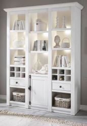 Buffet Hooge in Pinie wei� Landhaus Buffetschrank mit Weinregal 147 x 207 cm