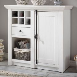 Kommode Hooge in Pinie wei� Landhaus mit Weinregal 105 x 100 cm