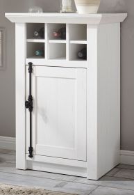 Kommode Hooge in Pinie wei� Landhaus mit Weinregal 63 x 100 cm