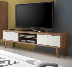 TV-Lowboard Helge in wei� und Eiche Riviera TV-Unterteil skandinavisch 160 x 50 cm