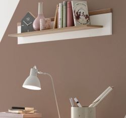 Wandboard Helge in wei� und Eiche Riviera Wandregal skandinavisch 107 x 20 cm
