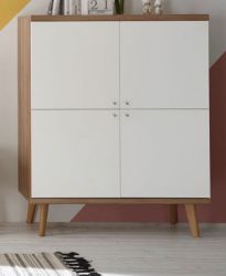Highboard Helge in wei� und Eiche Riviera skandinavisch 107 x 134 cm