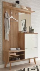 Garderobe Helge in wei� und Eiche Riviera Kompaktgarderobe skandinavisch 110 x 200 cm