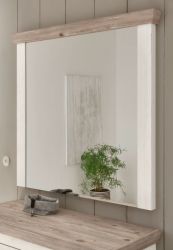 Garderobenspiegel Rovola in Pinie wei� / Oslo Pinie Landhaus Spiegel 107 x 110 cm
