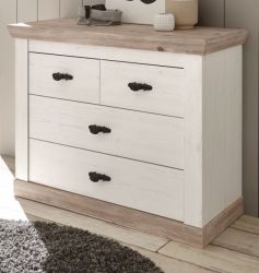 Kommode Rovola in Pinie wei� / Oslo Pinie Landhaus 107 x 84 cm Schubladenkommode