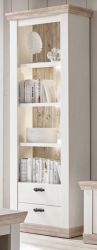 Regalschrank Rovola in Pinie wei� / Oslo Pinie Landhaus Vitrine 71 x 201 cm