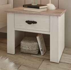 Nachttisch Rovola in Pinie wei� / Oslo Pinie Landhaus Nachtkommode 58 x 45 cm