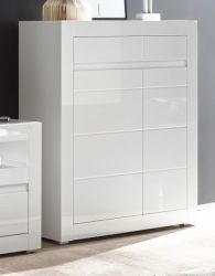 Kommode Nobile in wei� Hochglanz und Stone Design grau 100 x 112 cm