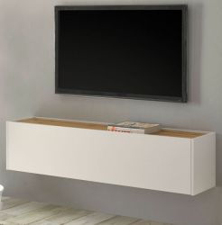 TV-Lowboard Center in wei� und Wotan Eiche TV-Unterteil h�ngend 150 x 35 cm H�ngeschrank