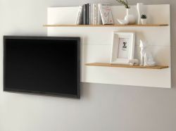 Wandpaneel Center in wei� und Wotan Eiche Wandboard 155 x 80 cm