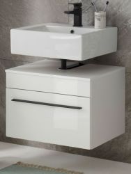 Waschbeckenunterschrank Design-D in wei� Hochglanz Badschrank h�ngend 60 x 44 cm