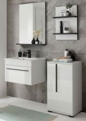 Badm�bel Set Design-D in wei� Hochglanz und schwarz Badkombination MIT Waschbecken 115 x 200 cm