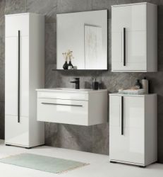 Badm�bel Set Design-D in wei� Hochglanz und schwarz Badkombination MIT Waschbecken 190 x 200 cm