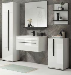 Badm�bel Set Design-D in wei� Hochglanz und schwarz Badkombination MIT Waschbecken 190 x 200 cm