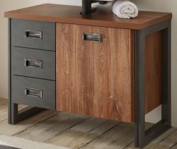 Badezimmer Waschbeckenunterschrank Auburn in Eiche Stirling und Matera grau Badm�bel Unterschrank 81 x 62 cm