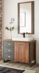 Badm�bel Set 3-teilig Auburn in Eiche Stirling und Matera grau Badkombination MIT Waschbecken 91 x 205 cm