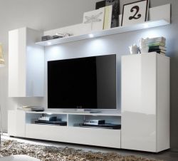 Wohnzimmer: Wohnwand Win wei� Hochglanz (208 x 165 cm) 4-teilig