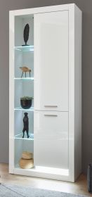 Vitrine Ladis in wei� Hochglanz Vitrinenschrank 80 x 195 cm