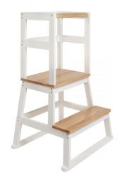BOMI� Lernturm Swubi in wei� und natur Learning Tower Stehhilfe f�r Kinder