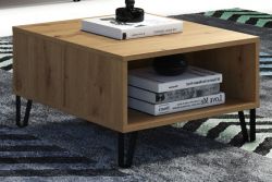 Couchtisch Linea in Eiche Artisan Beistelltisch quadratisch mit Ablage 60 x 60 cm