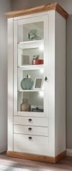 Vitrine Hemsby in wei� Pinie und Eiche Wotan Landhaus Vitrinenschrank 82 x 204 cm