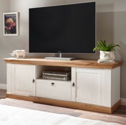 TV-Lowboard Hemsby in wei� Pinie und Eiche Wotan Landhaus TV Unterteil mit Komforth�he 183 x 64 cm