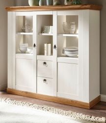 Highboard Hemsby in wei� Pinie und Eiche Wotan Landhaus Anrichte 148 x 139 cm