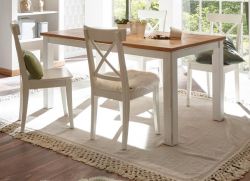 Esstisch Hemsby in wei� Pinie und Eiche Wotan Landhaus K�chentisch 158 x 88 cm