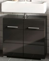Waschbeckenunterschrank Leon in schwarz Hochglanz Badezimmer Unterschrank 60 x 56 cm