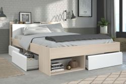 Parisot Stauraumbett Most6 in Akazie und wei� Bett mit 3 x Schubkasten Liegefl�che 160 x 200 cm