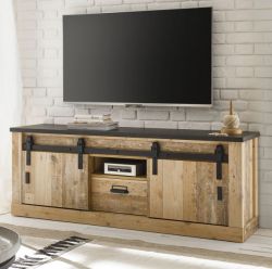 TV-Lowboard Stove in Used Wood hell und anthrazit TV Unterteil in Komforth�he 162 x 61 cm