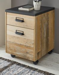 Rollcontainer Stove in Used Wood und anthrazit Schreibtisch Container 47 x 60 cm