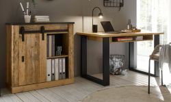 B�rom�bel Set Stove in Used Wood hell und anthrazit mit Aktenschrank