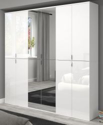 Garderobe mit Spiegel SystemX in wei� Hochglanz Mehrzweckschrank 183 x 193 cm