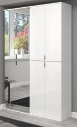 Garderobe mit Spiegel SystemX in wei� Hochglanz Schuhschrank mit Spiegelt�r 122 x 193 cm