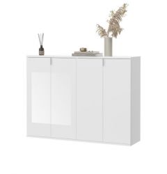 Kommode SystemX in wei� Hochglanz Sideboard Mehrzweckschrank 122 x 99 cm