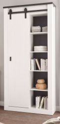 Stauraumschrank Stove in wei� Pinie und anthrazit Landhaus Regalschrank 93 x 201 cm Mehrzweckschrank